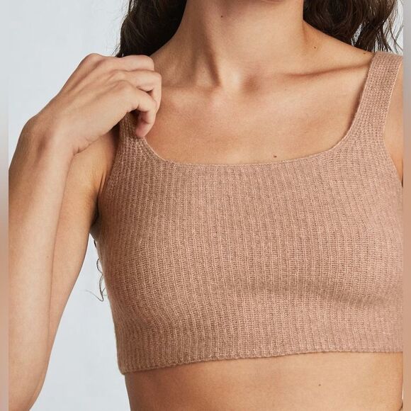 Everlane Cozy Stretch Knit Crop Tank Womens M Wool Yak Softcore Cozycore Fuzzy - Picture 1 of 12